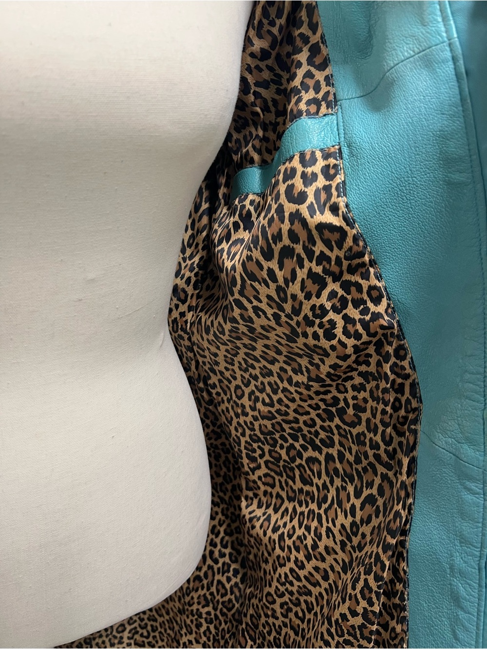 Newport News Y2K Turquoise Long Leather jacket - Picture 6 of 11